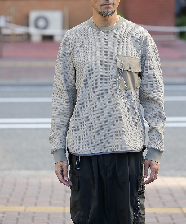 アンドワンダー/and wander PE WAFFLE LONG SLEEVE[カットソー