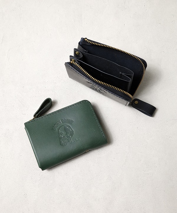 深緑 レザー ミニ財布 BrownBrown BrownBrown 財布 「BrownBrown」ブラウンブラウン/ミニ