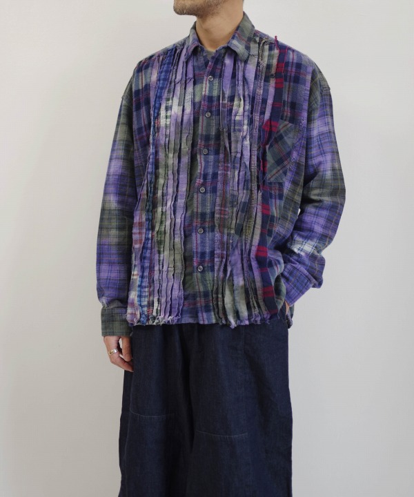 リビルド バイ ニードルズ/Rebuild By Needles　Flannel Shirt - Ribbon Wide Shirt / Tie  Dye