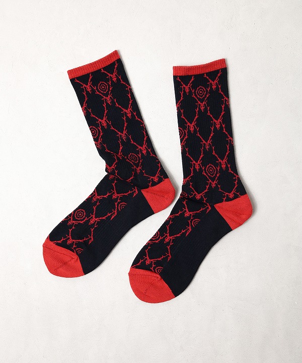 South2 West8(S2W8) / ブーツ/US8/赤/コットン サウス2 ウエスト8/South2 West8 Socks - Cotton Jq. / Skull&Target