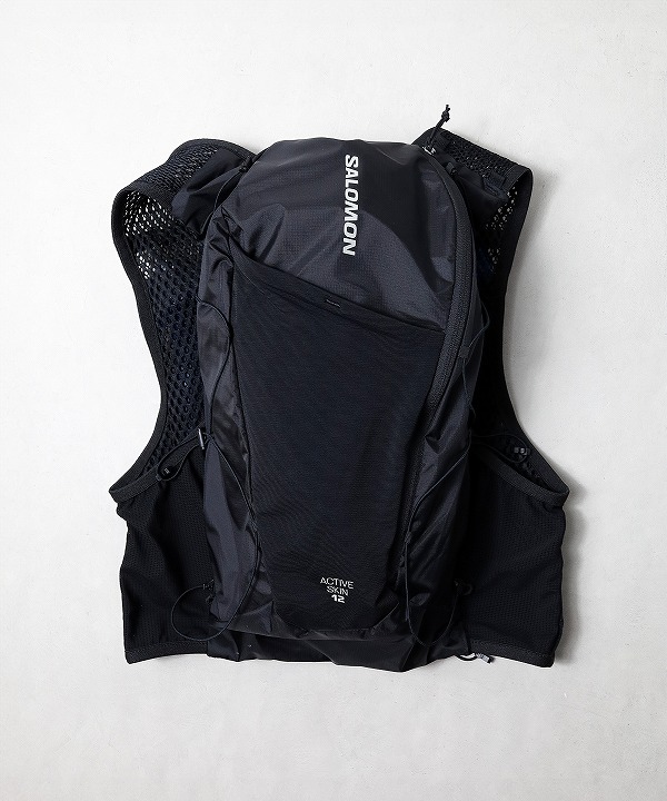 サロモン☆ランニング バッグ☆アクティブスキン12☆フラスク付き☆ブラック☆M salomon/サロモン ACTIVE SKIN 12 SET -ソフトフラスク付き