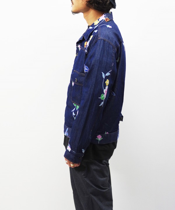 Engineered Garments/エンジニアド ガーメンツ　Trucker Jacket - Denim Floral Embroidery