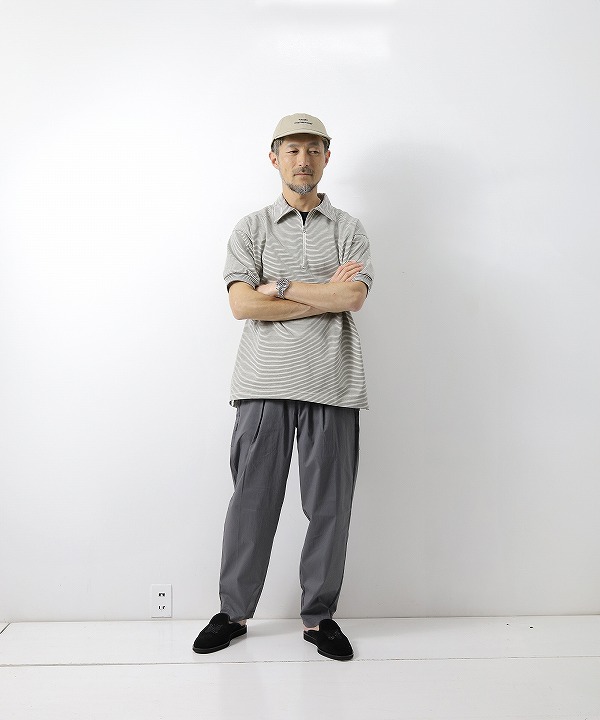 ア ボンタージ/A VONTADE Compact Border Half Zip Polo SS（全2