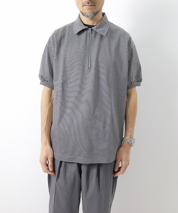 AVONTADE ポロシャツ A VONTADE アボンタージ Compact Border Half Zip Polo SS VTD