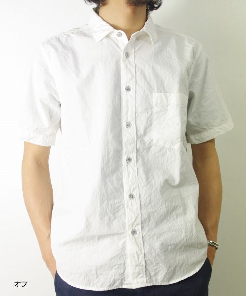 RINEN/リネン　80/2 ダウンプルーフ半袖レギュラーカラーシャツ